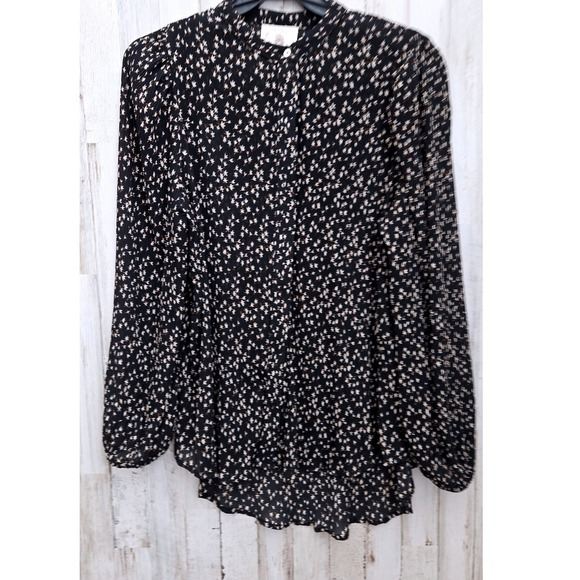 Muche & Muchette Tops - Muche & Muchette One Size Crinkle chiffon Top Blouse Button Shirt Long sleeve
